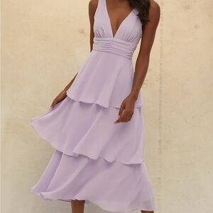 Lulu's Lavender Layered Midi Dress